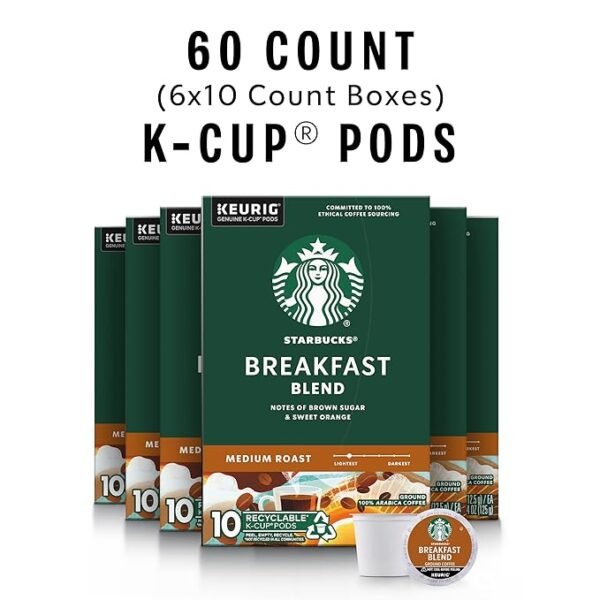 Starbucks K-Cup Coffee Pods, Medium Roast Breakfast Blend - 60 Pods - Image 4