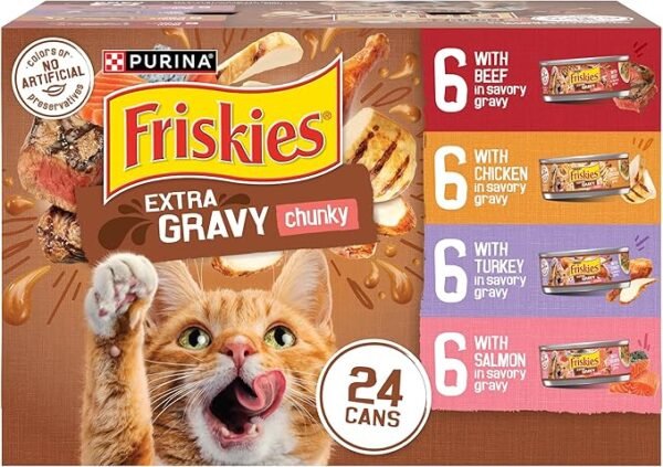 Purina Friskies Extra Gravy Wet Cat Food Chunky 24ct Variety Pack